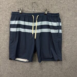 Fair Harbor Mens‎ Navy Blue Striped Swim Trunks Board Shorts Size XL 8in Inseam